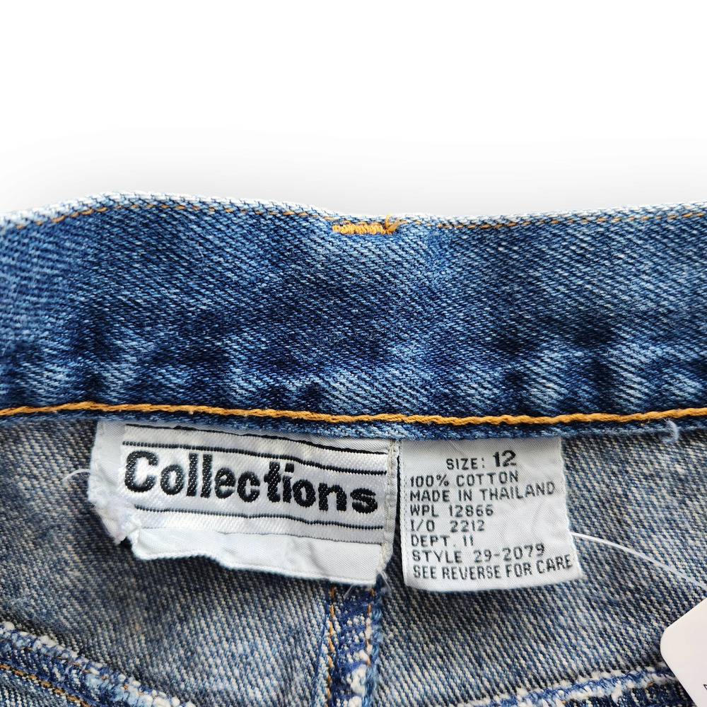 Vintage Collections High Waisted Cut Off Jean Skirt Denim 80s Skirt 26 - Picture 4 of 7